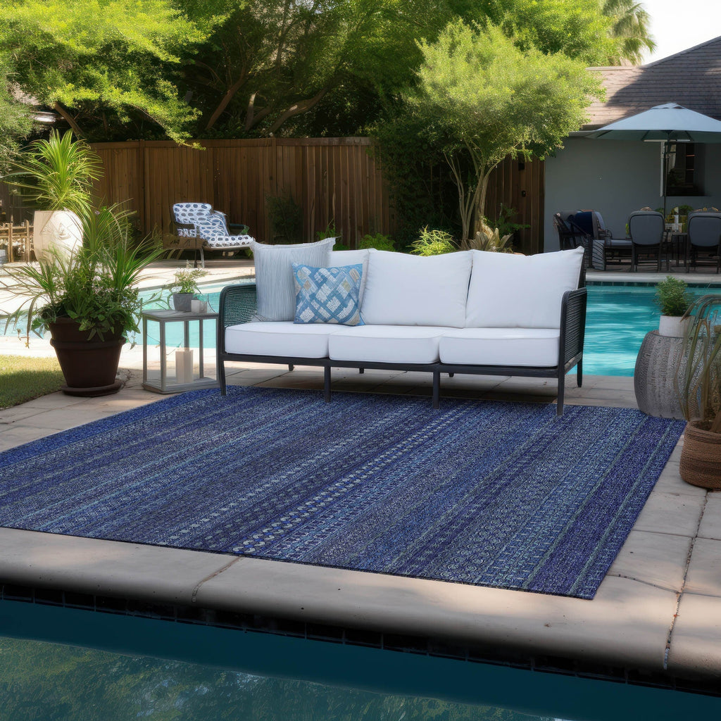 Machine Washable Indoor/ Outdoor Moroccan Stripes Chantille Rug