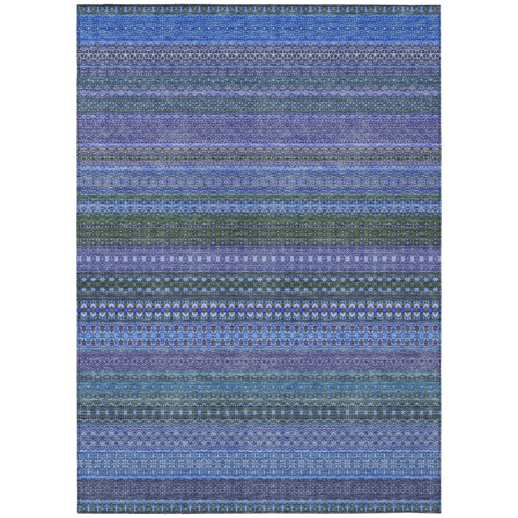 Machine Washable Indoor/ Outdoor Moroccan Stripes Chantille Rug