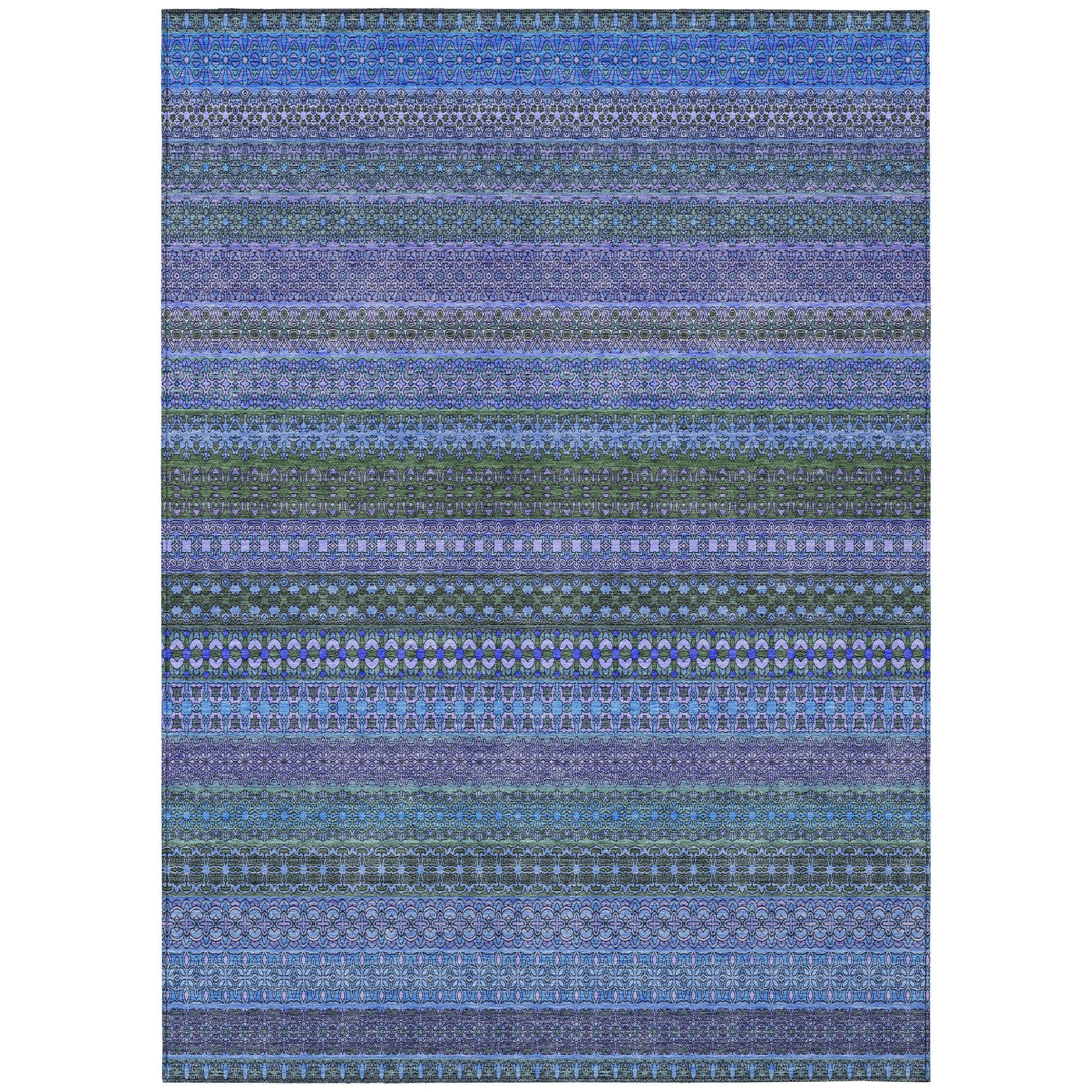 Machine Washable Indoor/ Outdoor Moroccan Stripes Chantille Rug