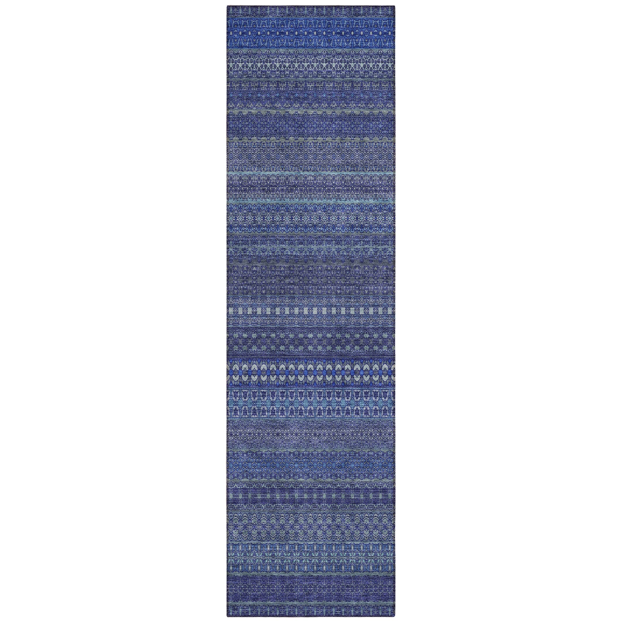Machine Washable Indoor/ Outdoor Moroccan Stripes Chantille Rug
