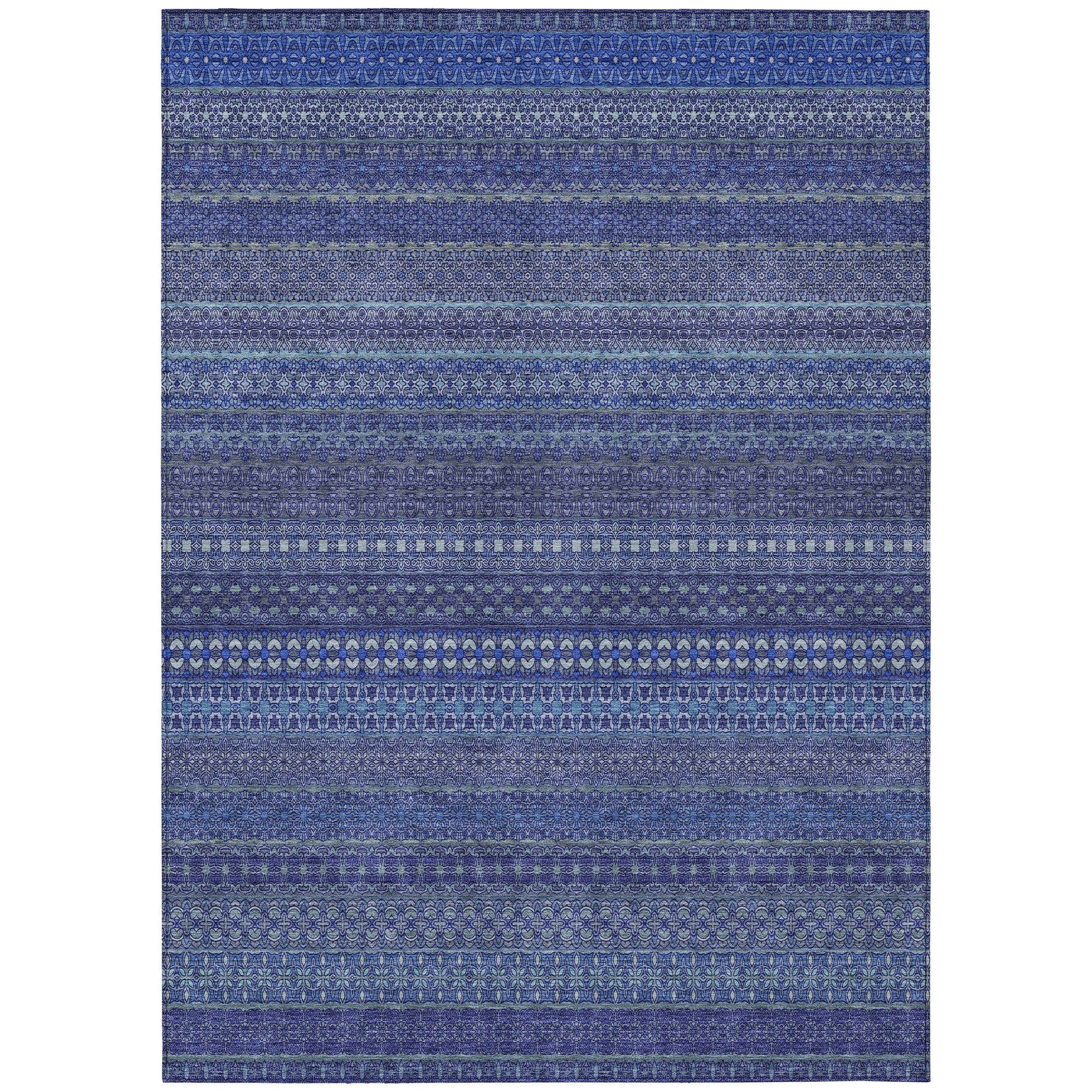 Machine Washable Indoor/ Outdoor Moroccan Stripes Chantille Rug