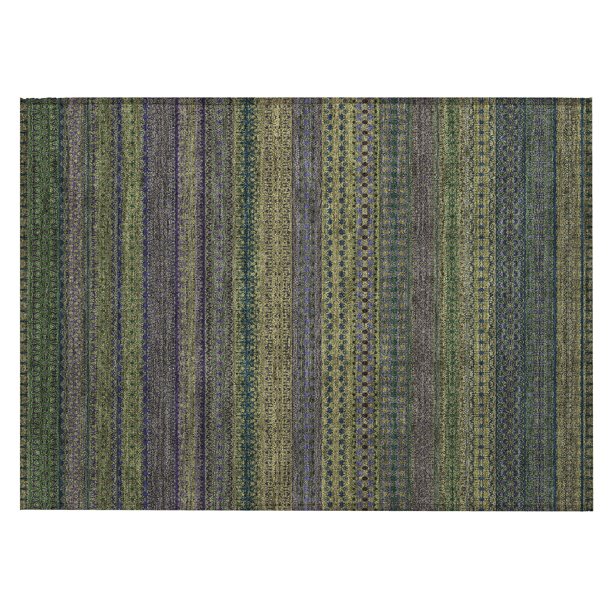 Machine Washable Indoor/ Outdoor Moroccan Stripes Chantille Rug