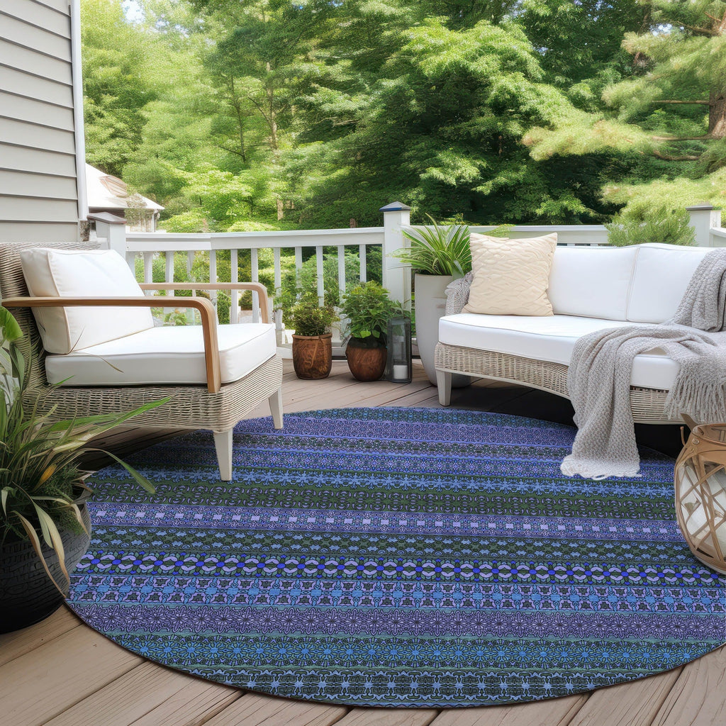 Machine Washable Indoor/ Outdoor Moroccan Stripes Chantille Rug