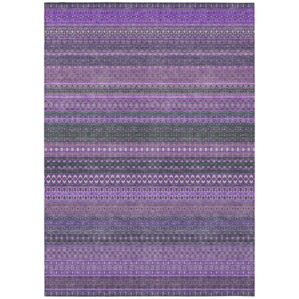 Machine Washable Indoor/ Outdoor Moroccan Stripes Chantille Rug