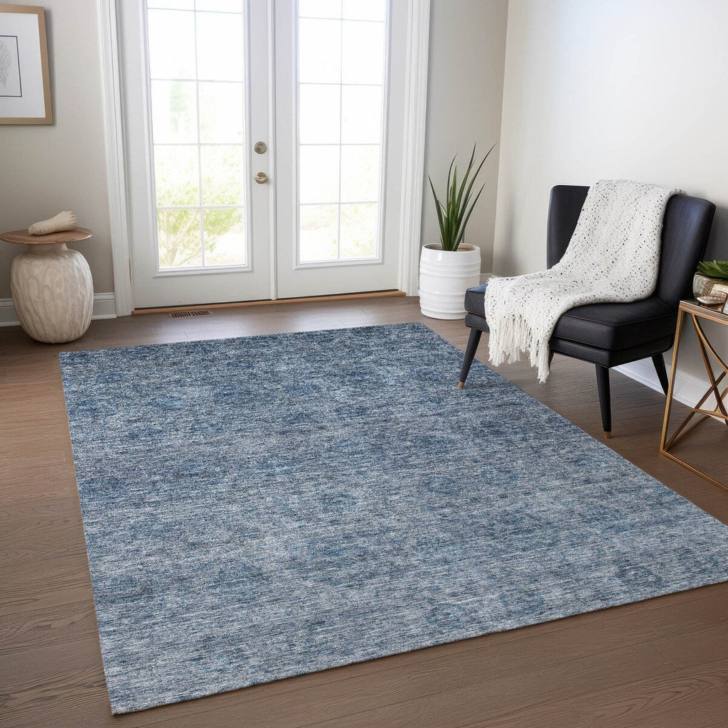 Machine Washable Indoor/ Outdoor Ombre Damask Chantille Rug