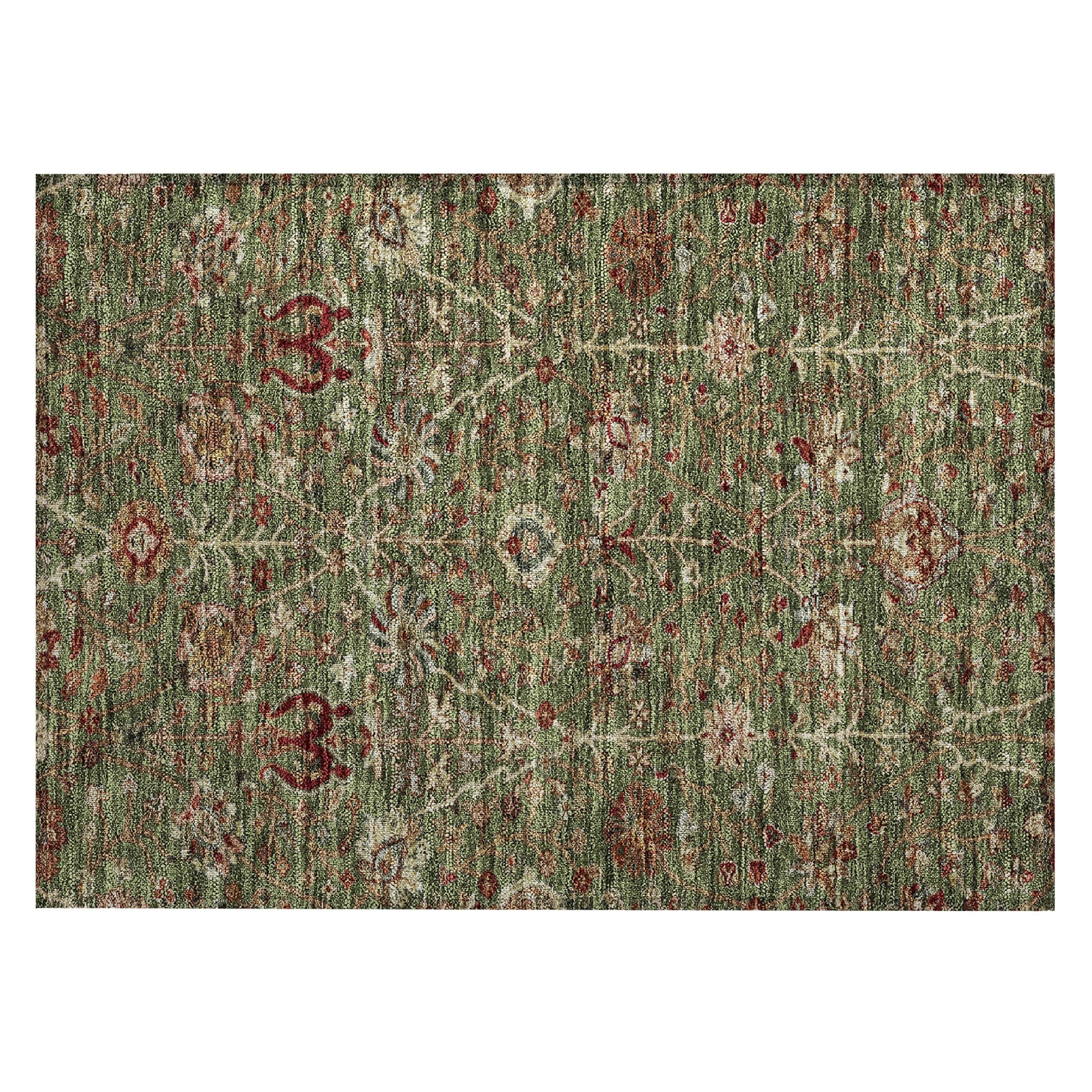 Machine Washable Indoor/ Outdoor Traditional Kashan Chantille Rug