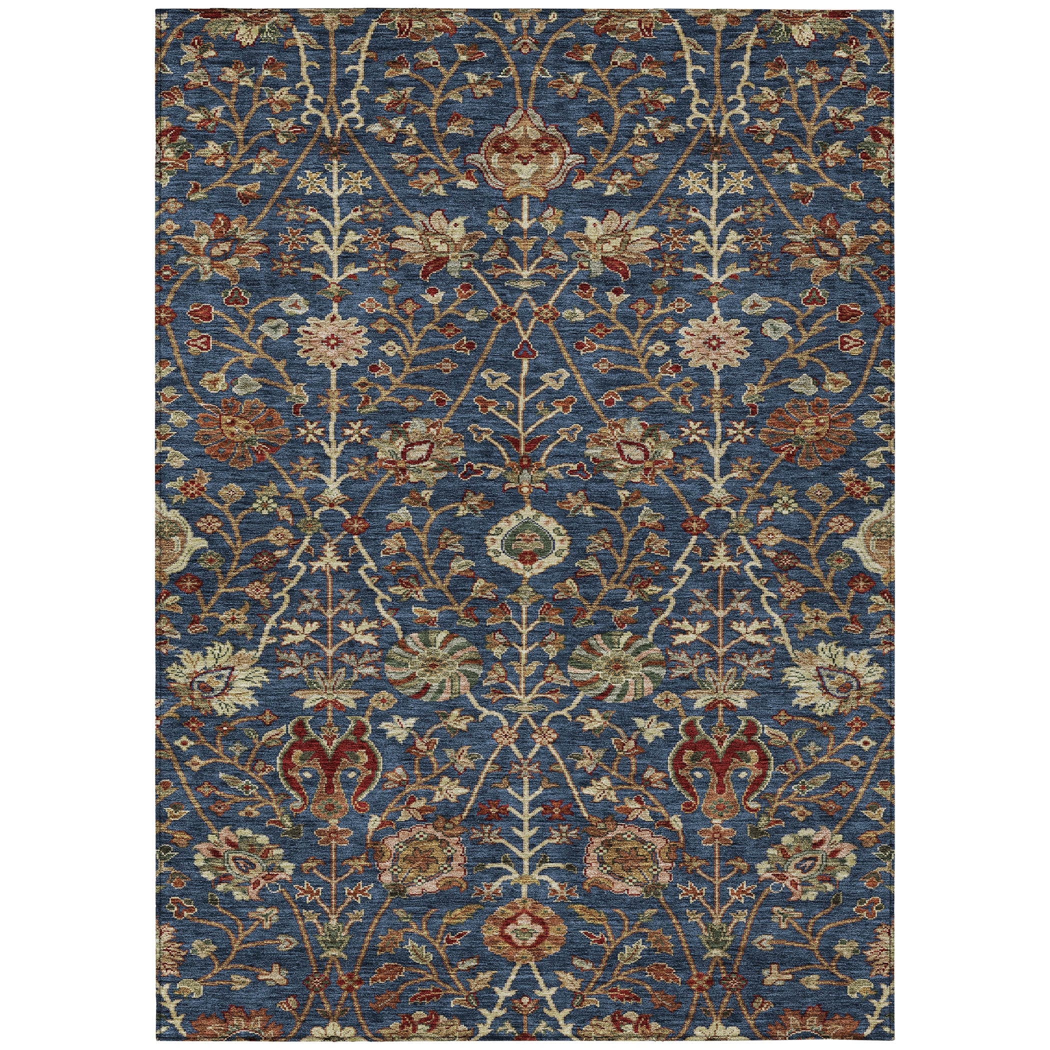 Machine Washable Indoor/ Outdoor Traditional Kashan Chantille Rug