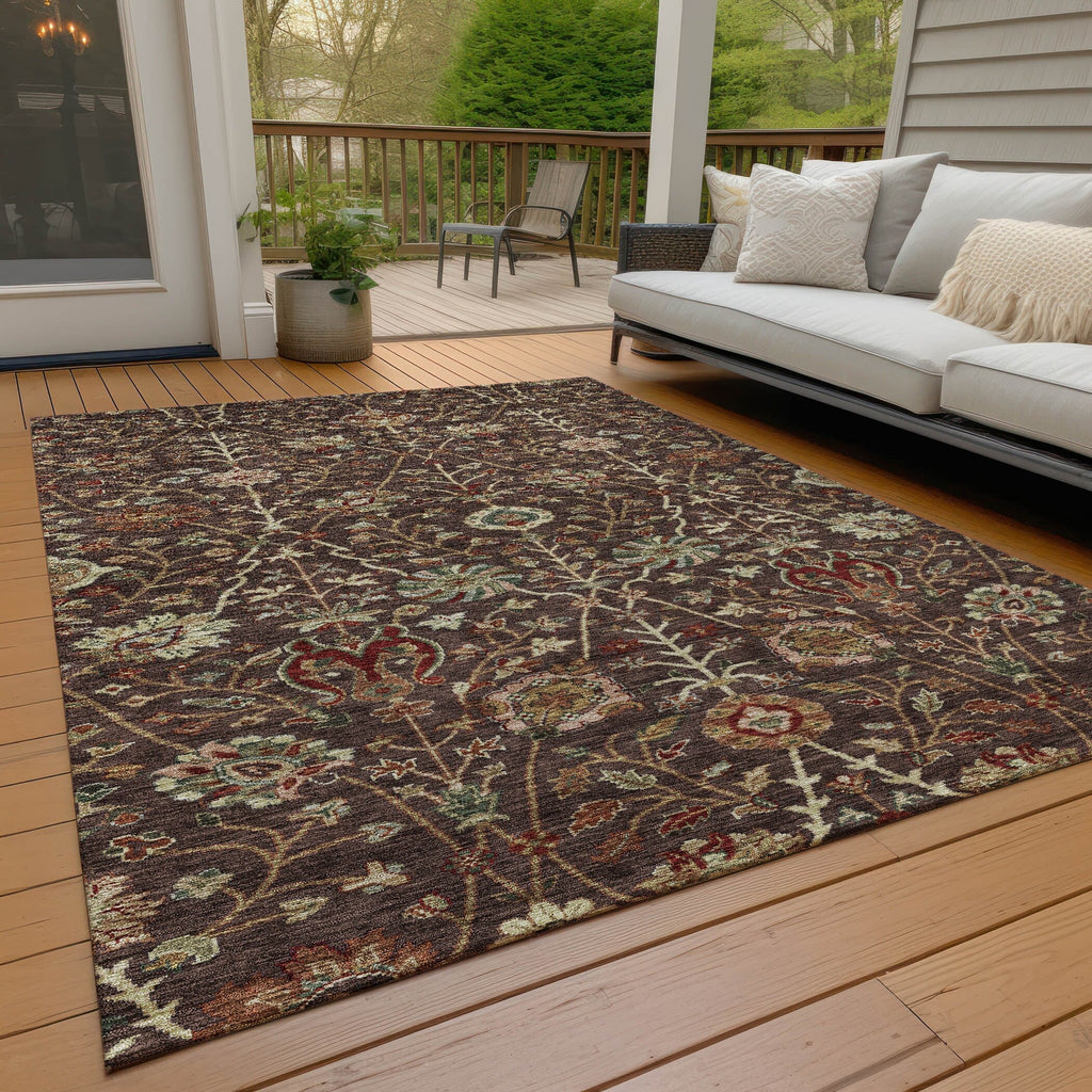 Machine Washable Indoor/ Outdoor Traditional Kashan Chantille Rug
