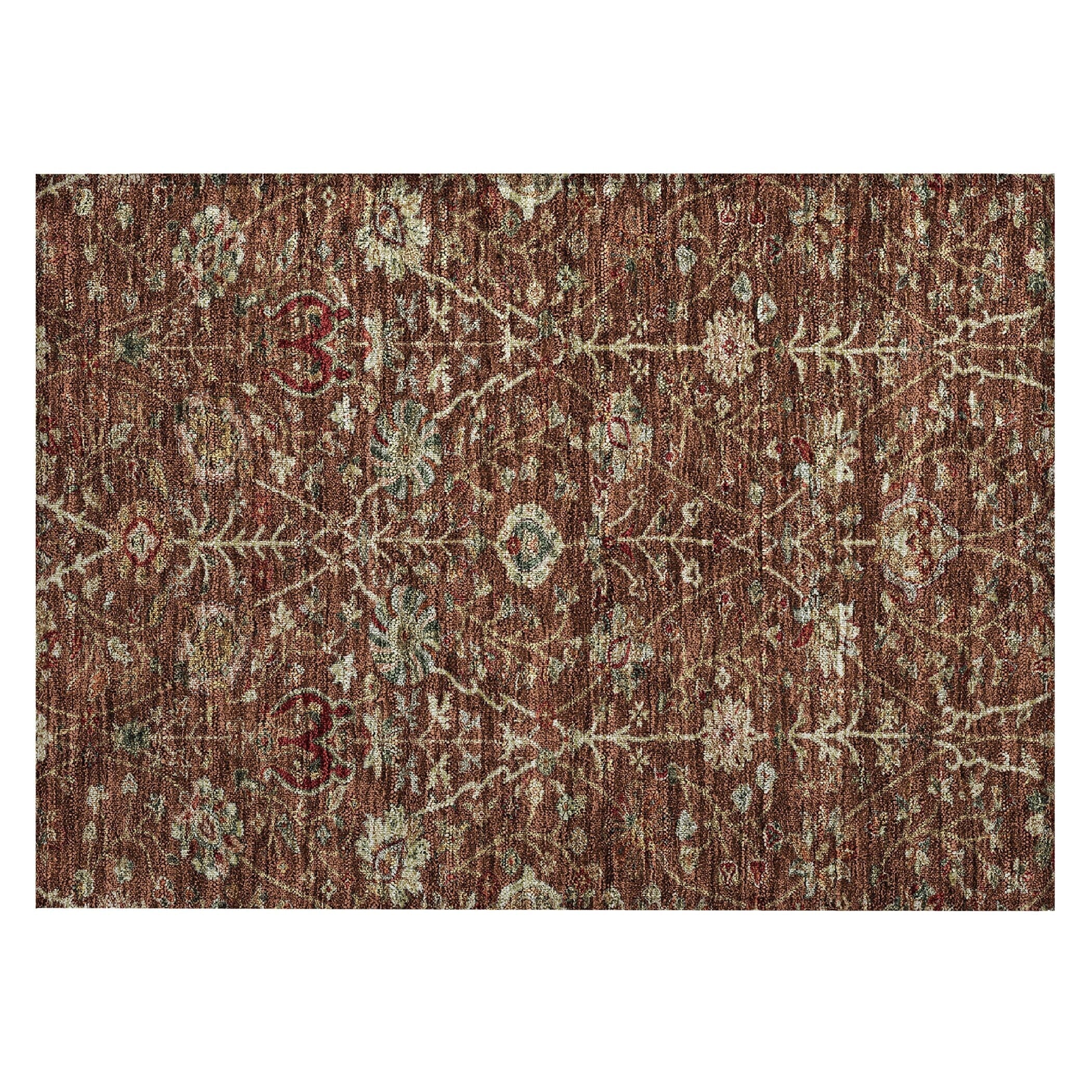 Machine Washable Indoor/ Outdoor Traditional Kashan Chantille Rug