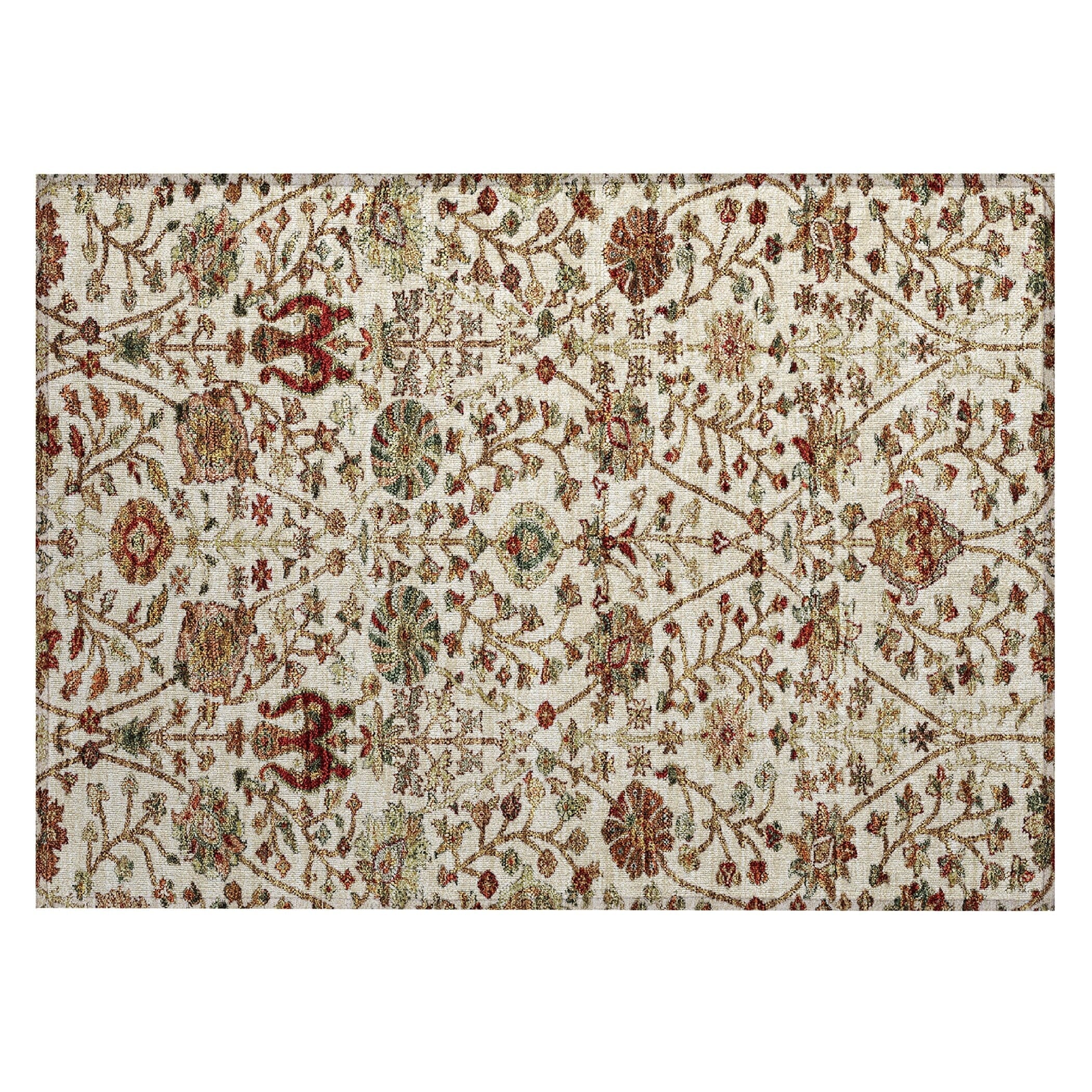 Machine Washable Indoor/ Outdoor Traditional Kashan Chantille Rug