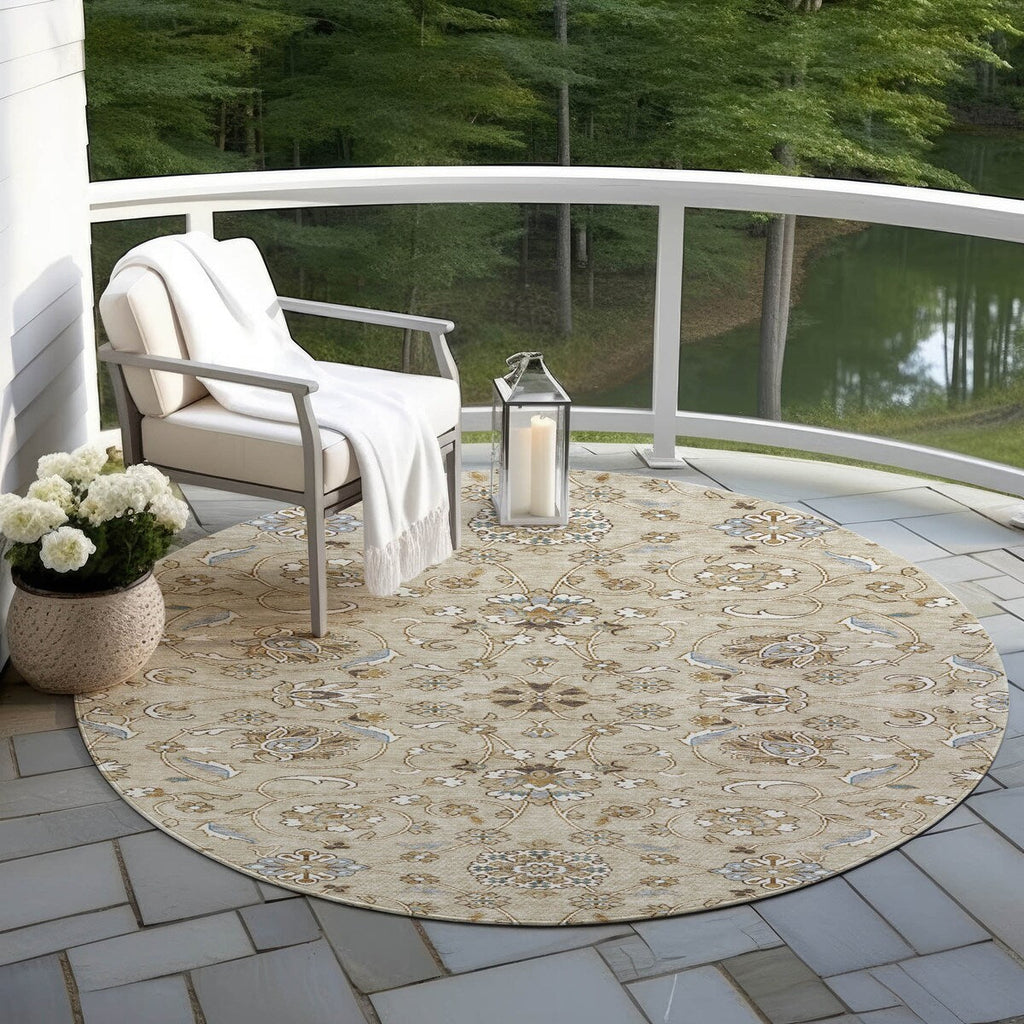 Machine Washable Indoor/ Outdoor Traditional KashanChantille Rug