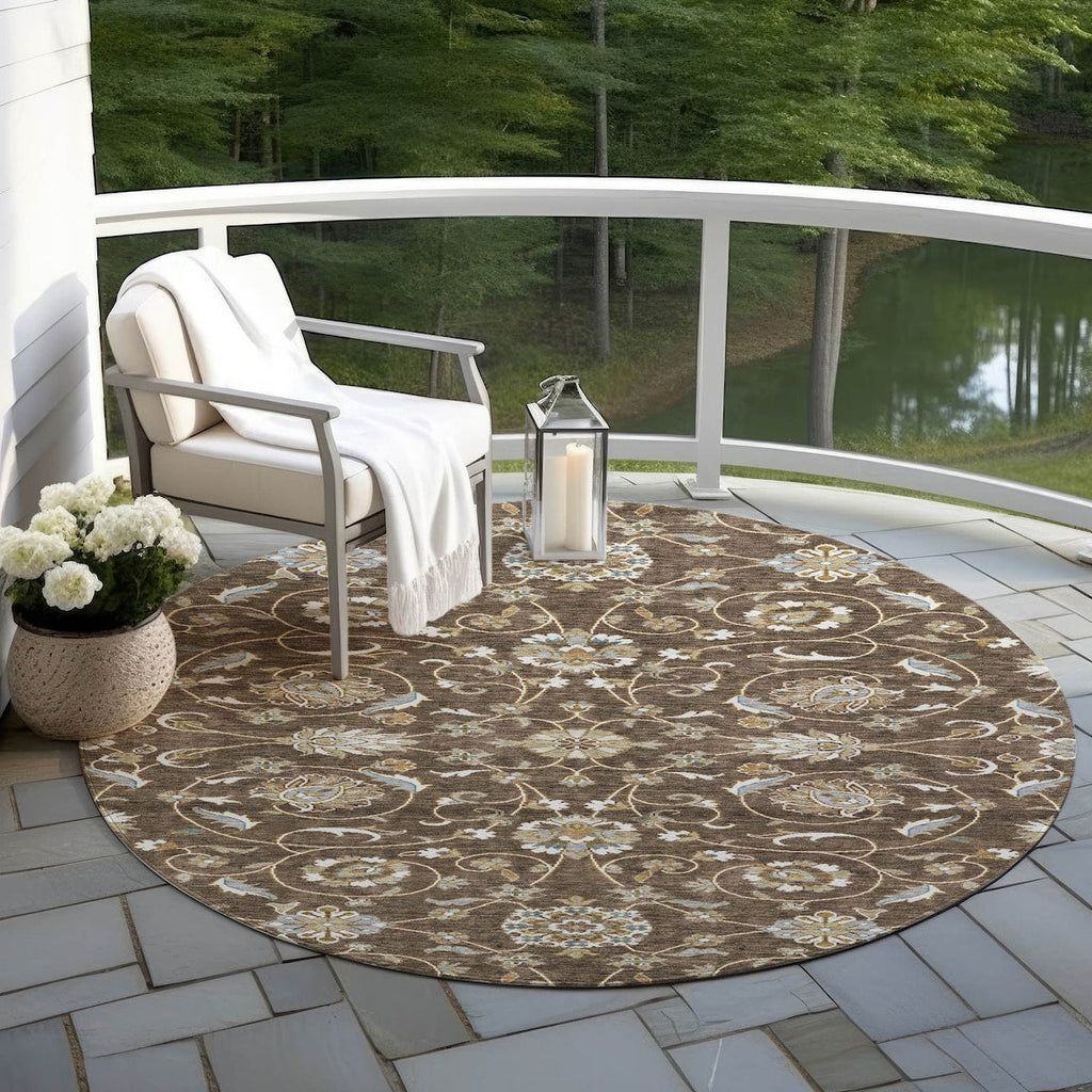 Machine Washable Indoor/ Outdoor Traditional KashanChantille Rug