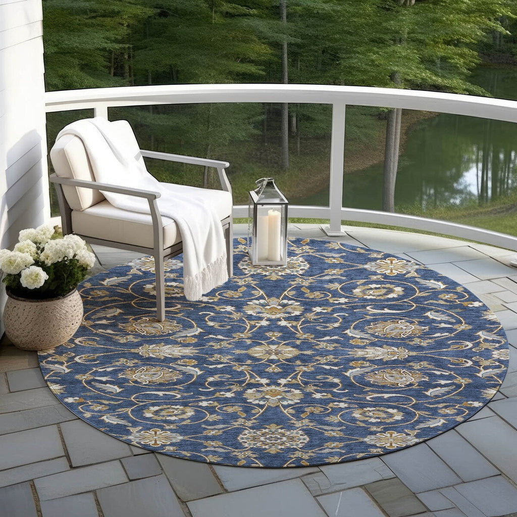 Machine Washable Indoor/ Outdoor Traditional KashanChantille Rug