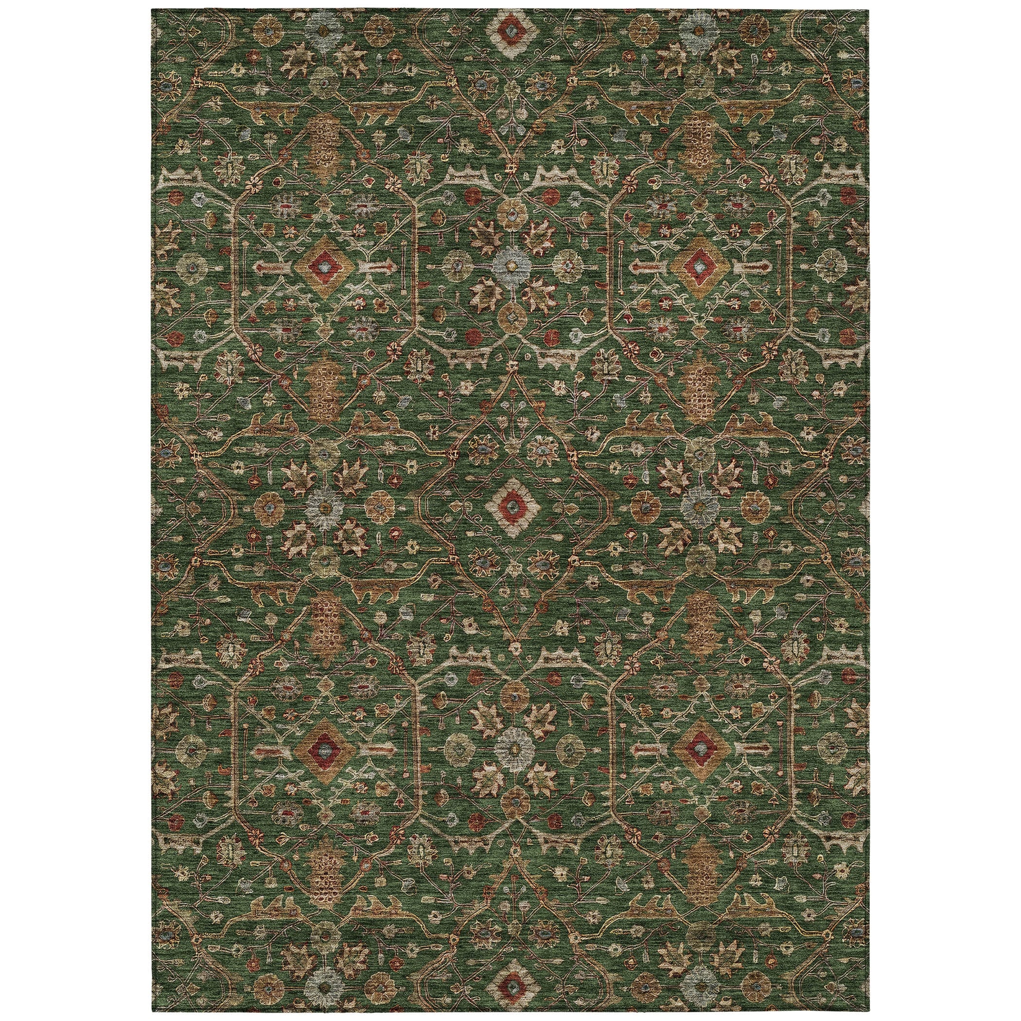 Machine Washable Indoor/ Outdoor Traditional Persian Chantille Rug