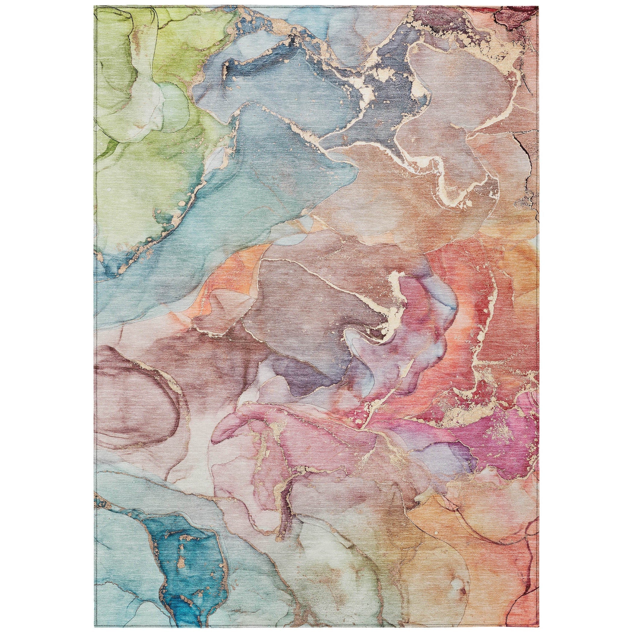 Machine Washable Indoor/ Outdoor Chantille Watercolor Rug