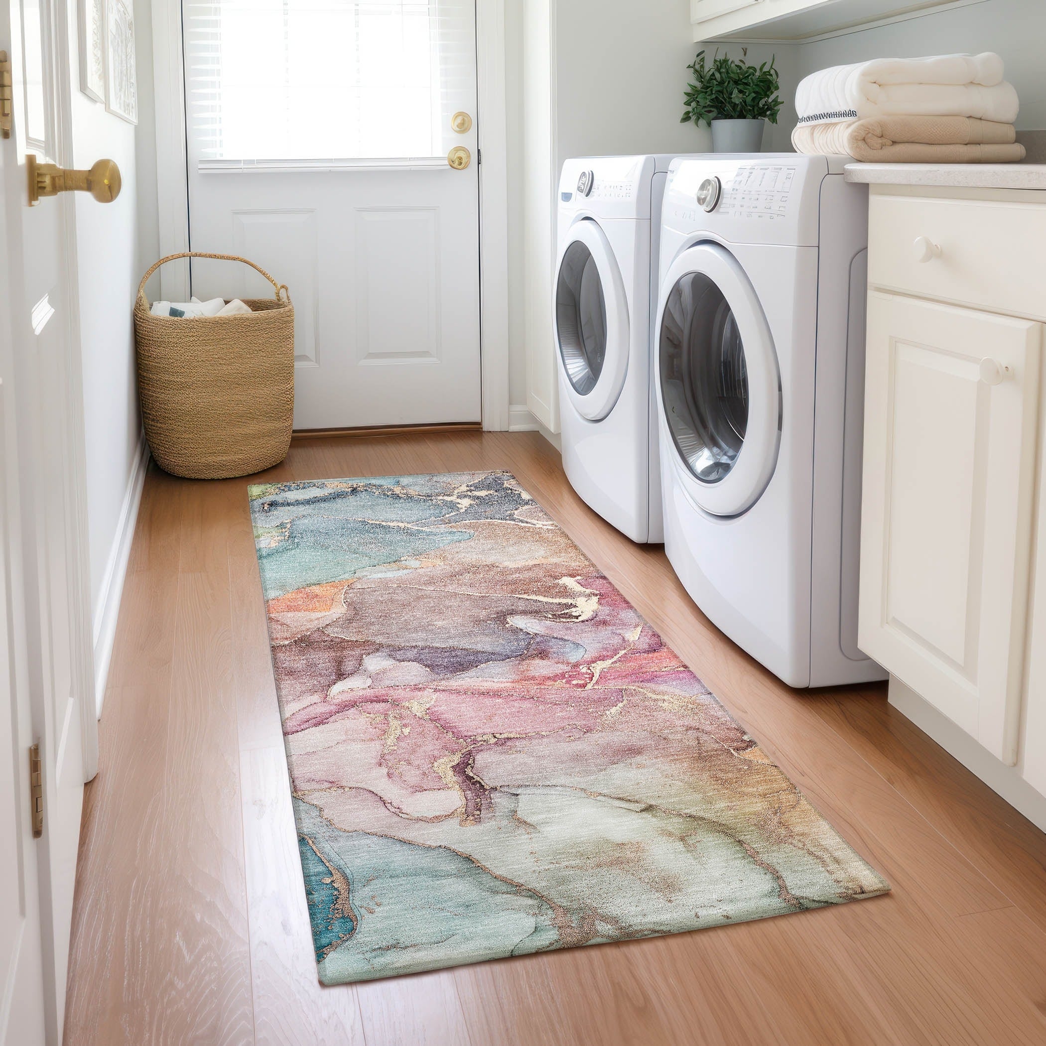 Machine Washable Indoor/ Outdoor Chantille Watercolor Rug