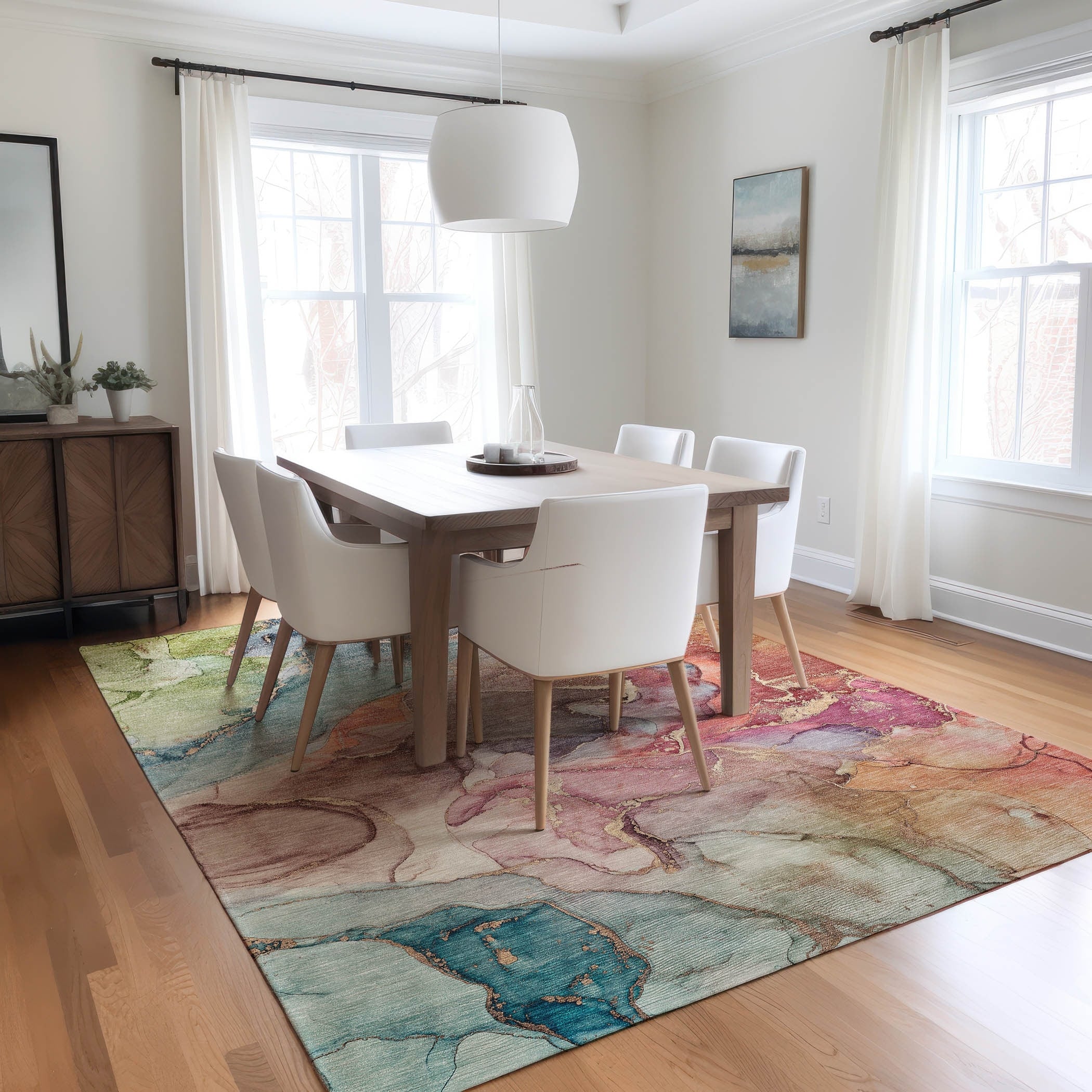 Machine Washable Indoor/ Outdoor Chantille Watercolor Rug