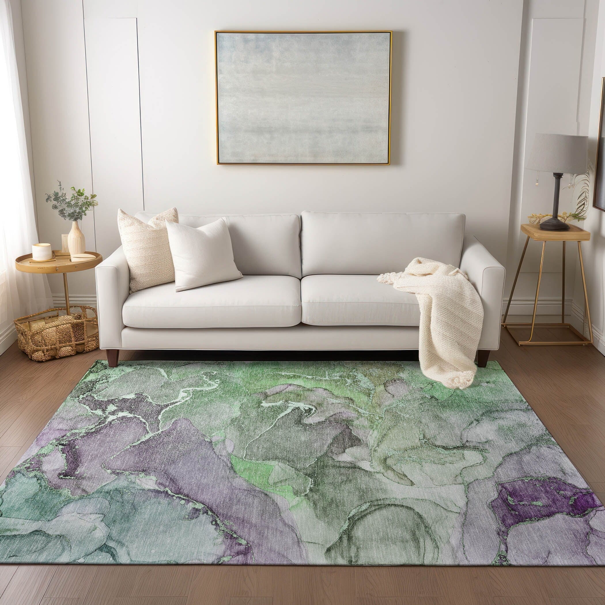 Machine Washable Indoor/ Outdoor Chantille Watercolor Rug