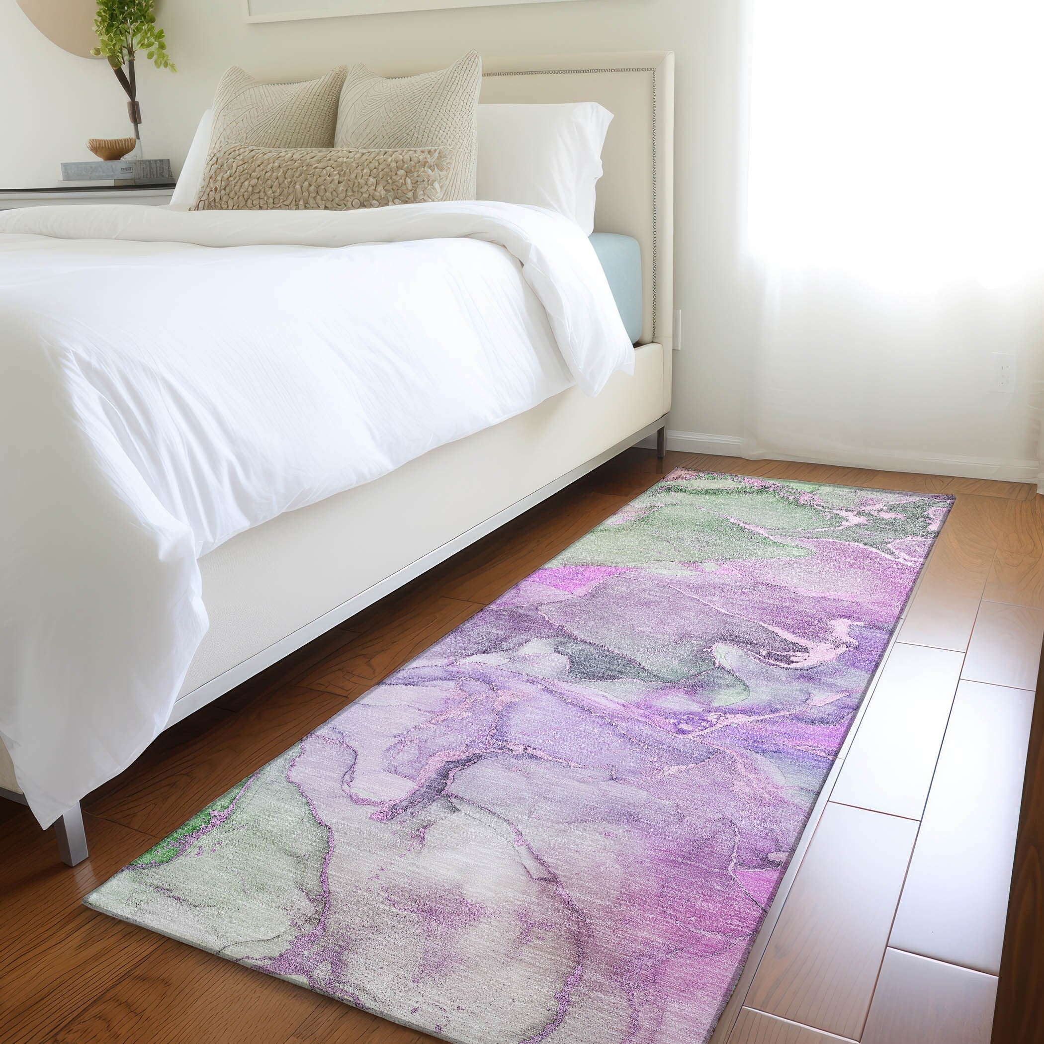 Machine Washable Indoor/ Outdoor Chantille Watercolor Rug