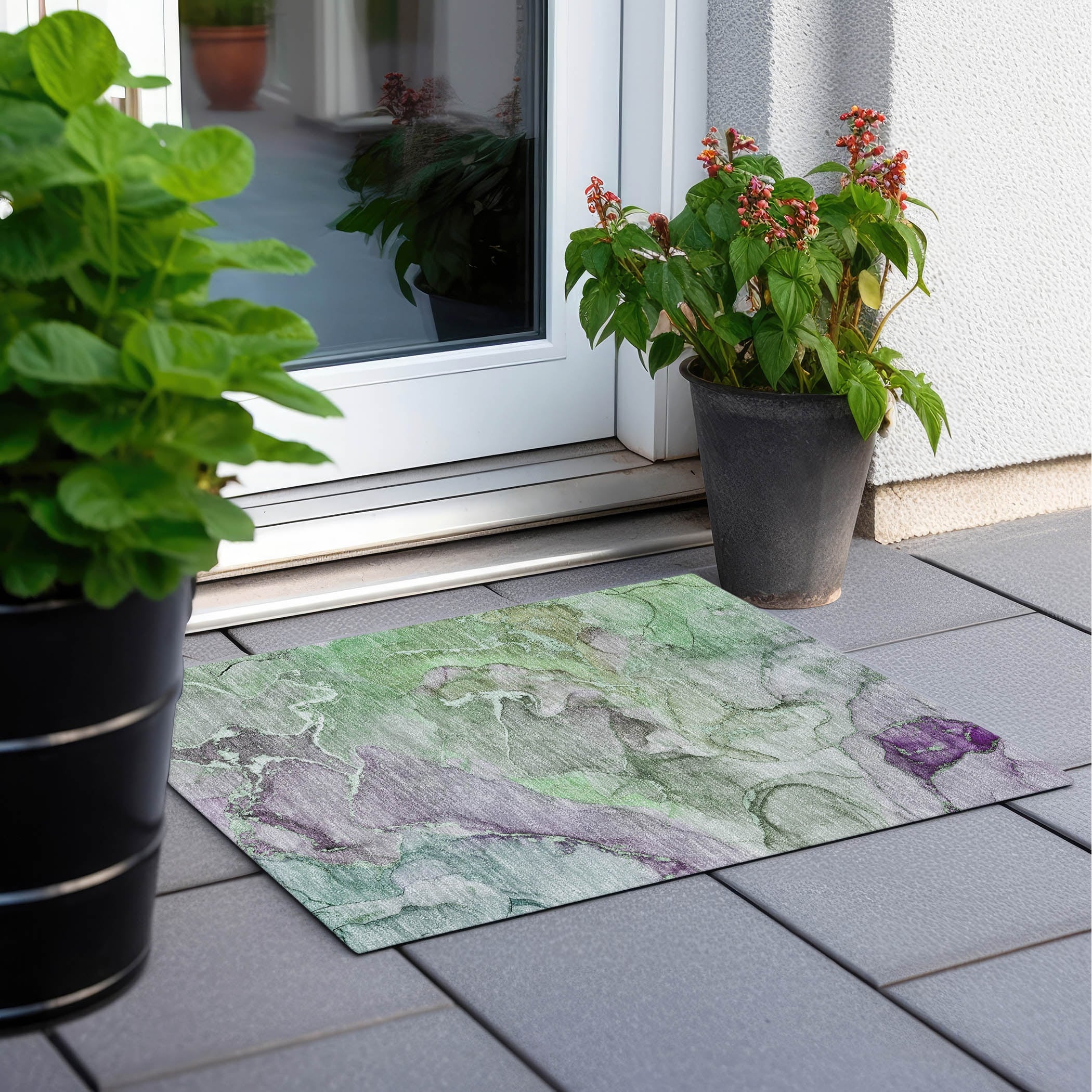 Machine Washable Indoor/ Outdoor Chantille Watercolor Rug