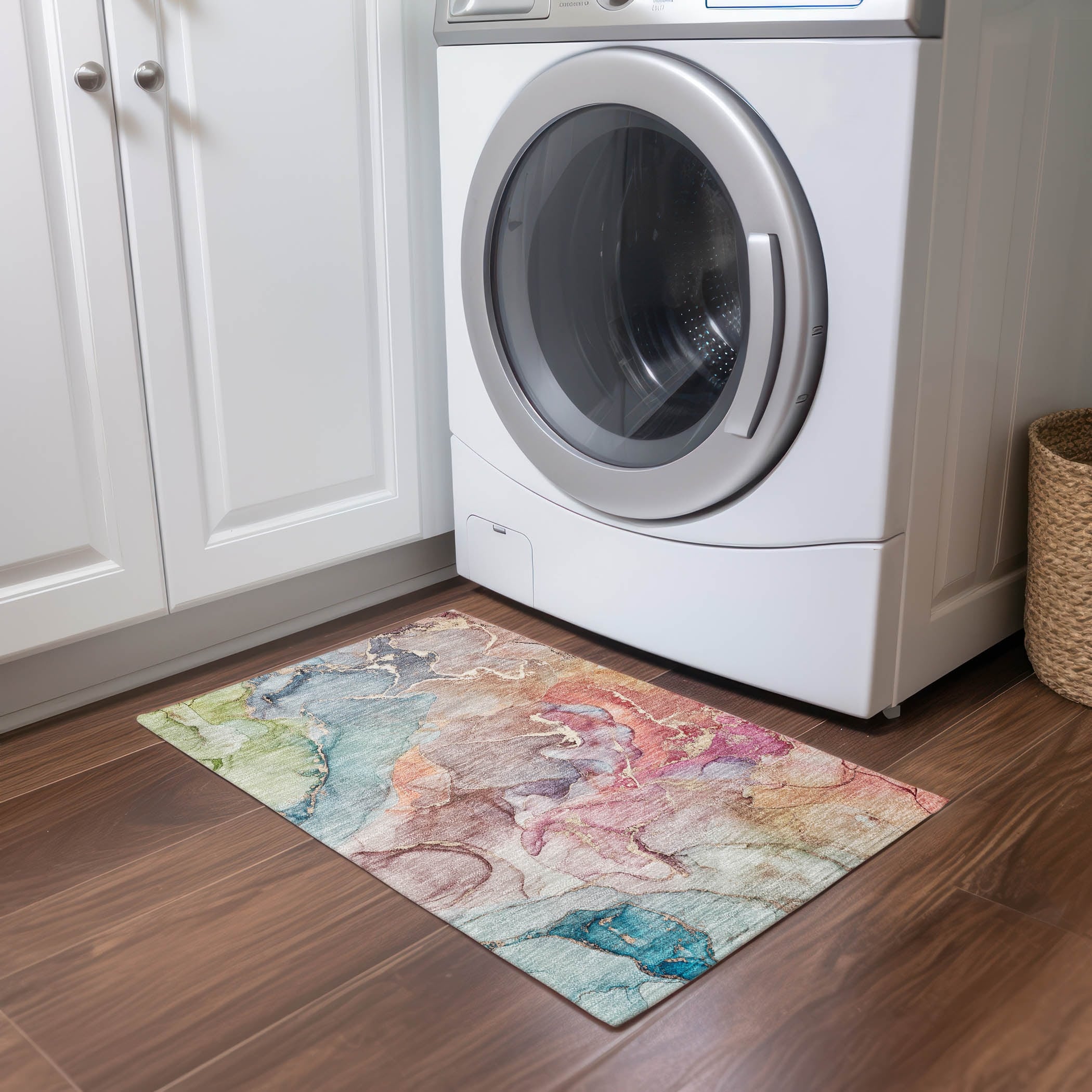 Machine Washable Indoor/ Outdoor Chantille Watercolor Rug