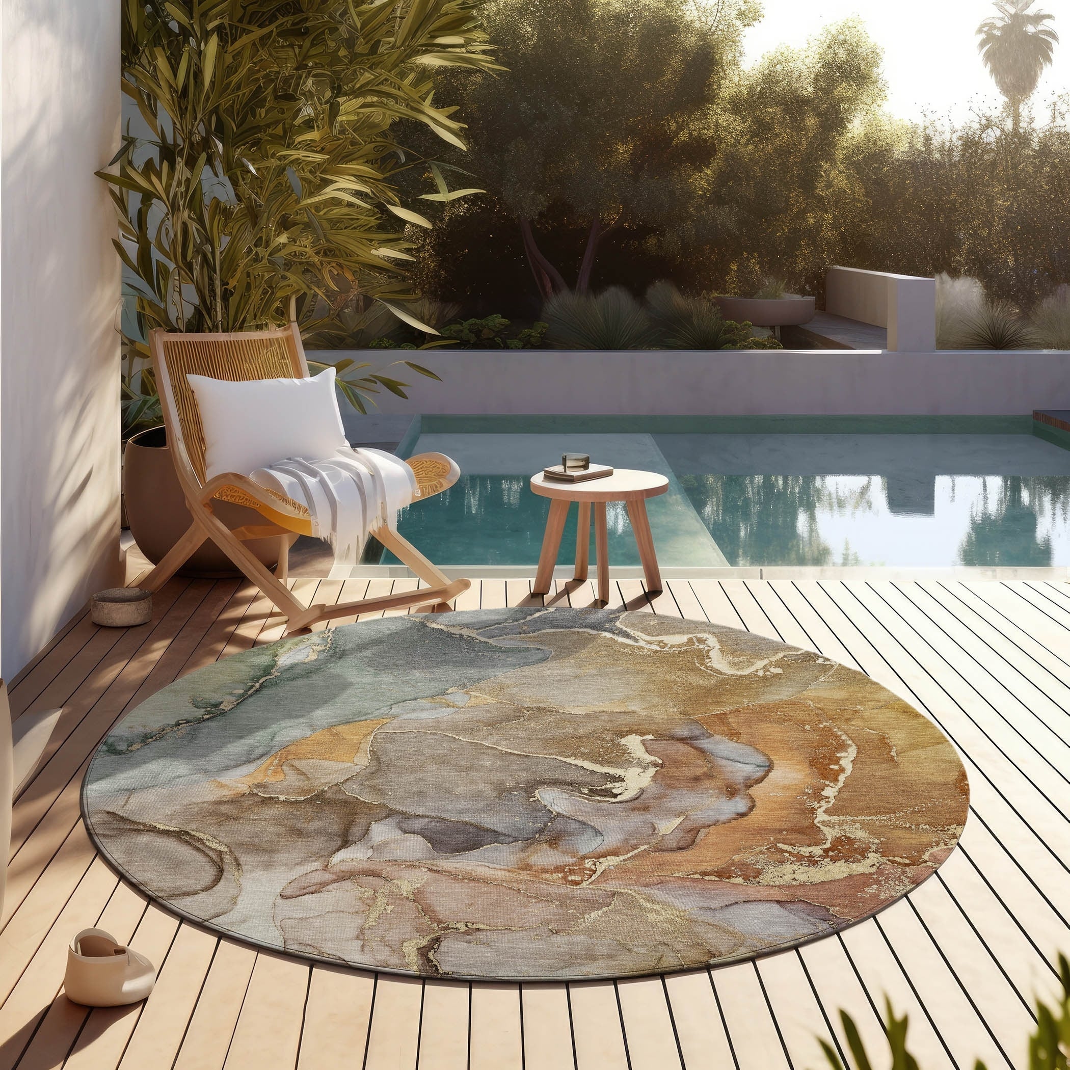 Machine Washable Indoor/ Outdoor Chantille Watercolor Rug