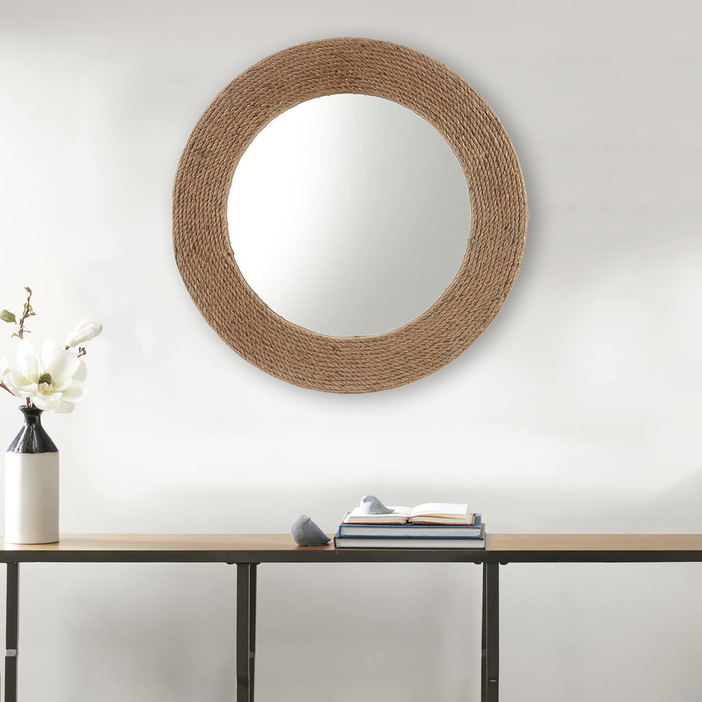 Miroir mural rond en corde de jute naturelle Madison Park Cove 26