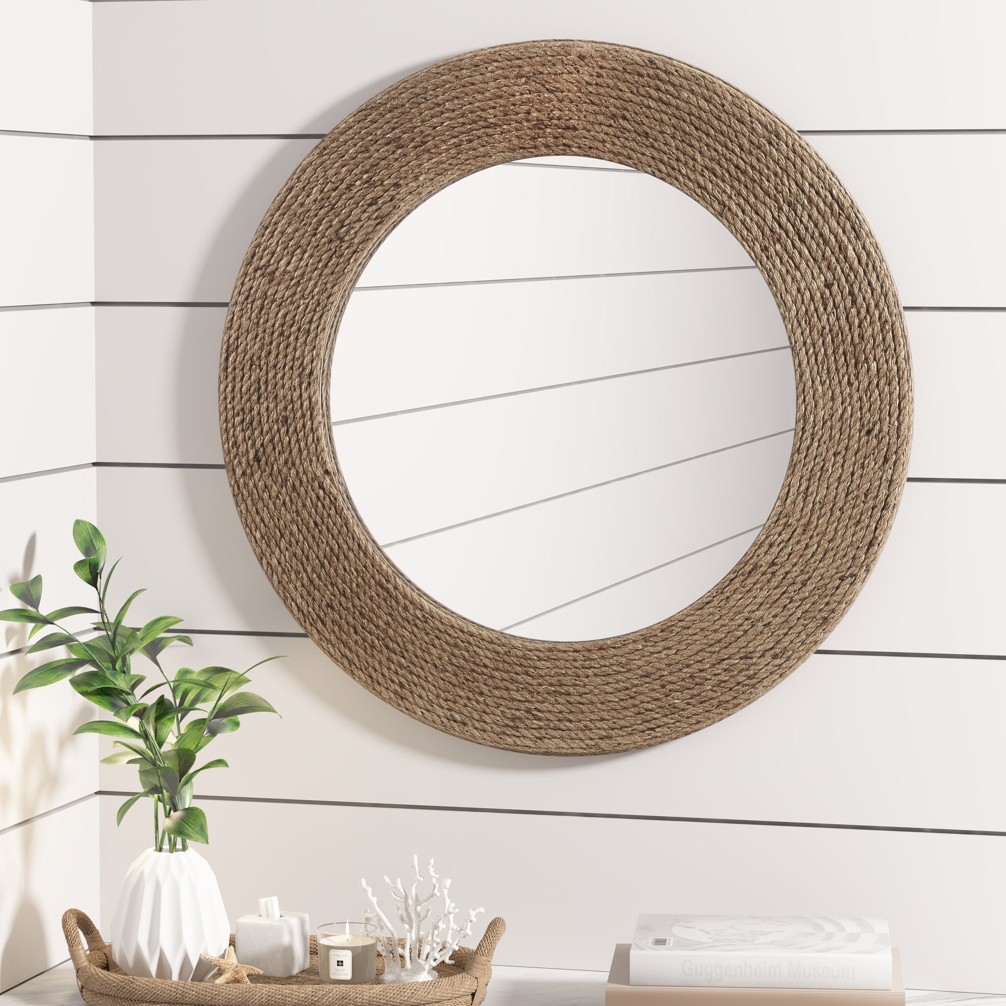 Miroir mural rond en corde de jute naturelle Madison Park Cove 26