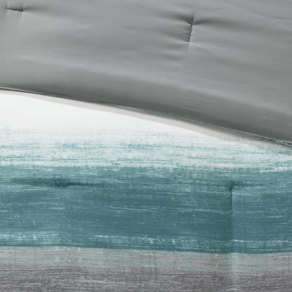 Madison Park Essentials Barret Aqua Comforter Set with Cotton Bed Sheets