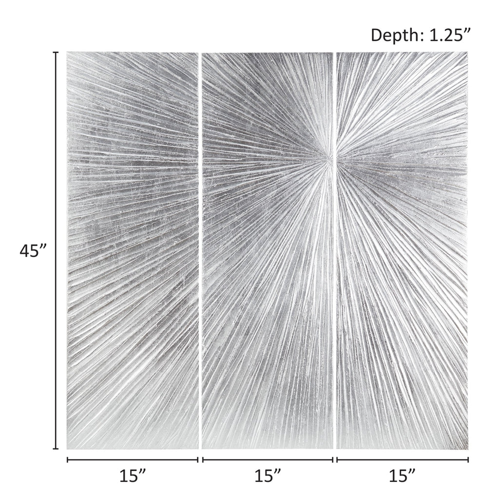 Ensemble de 3 triptyques muraux en résine dimensionnelle peints à la main Madison Park Signature Sunburst