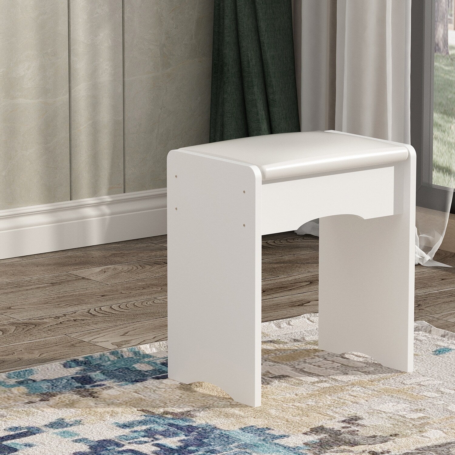 Coiffeuse avec éclairage LED, miroir et tabouret