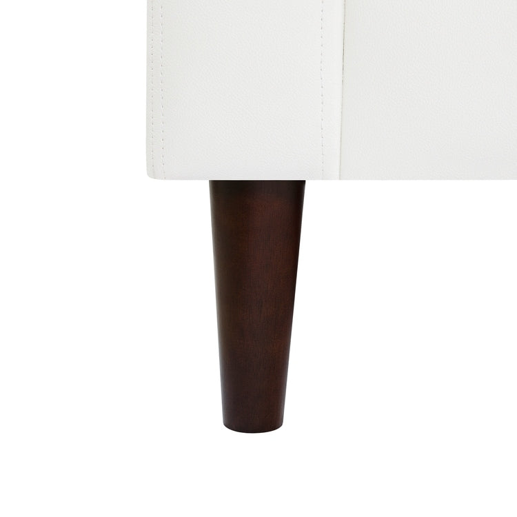 Canapé moderne en cuir véritable avec pieds en bois et coussin traversin supplémentaire