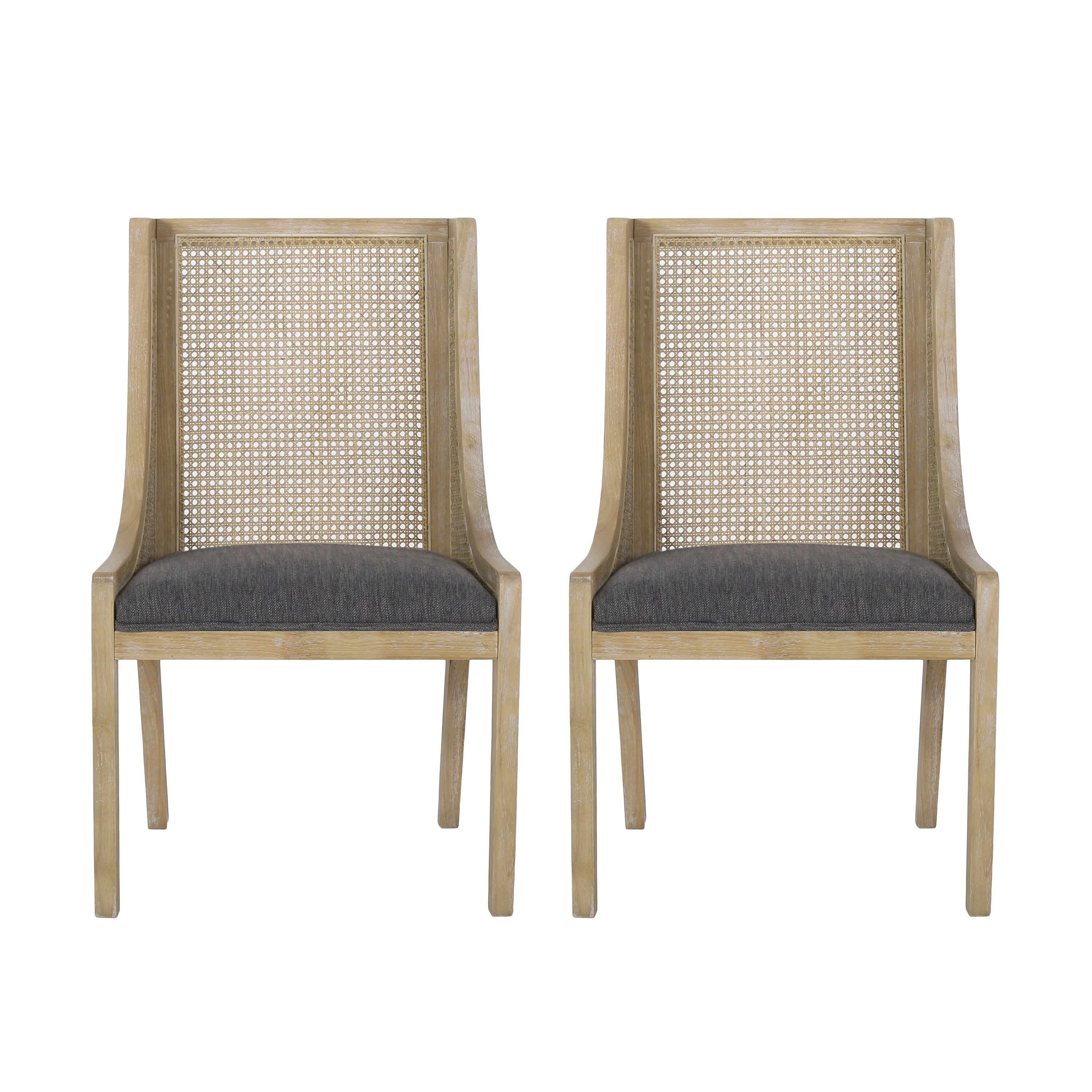 Chaises de salle à manger rembourrées en rotin et bois Maurers (lot de 2) par Christopher Knight Home