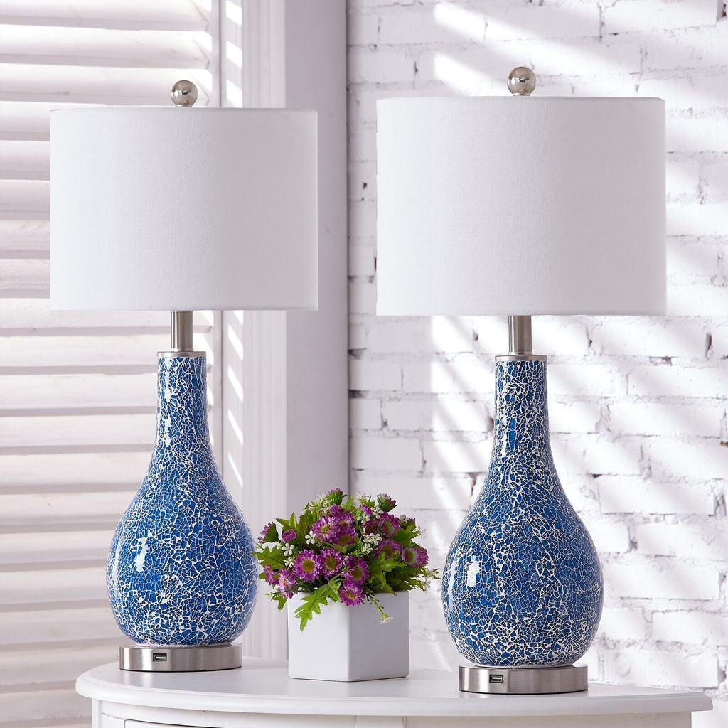 25.25 Glass Table Lamp Set with USB (Set of 2)