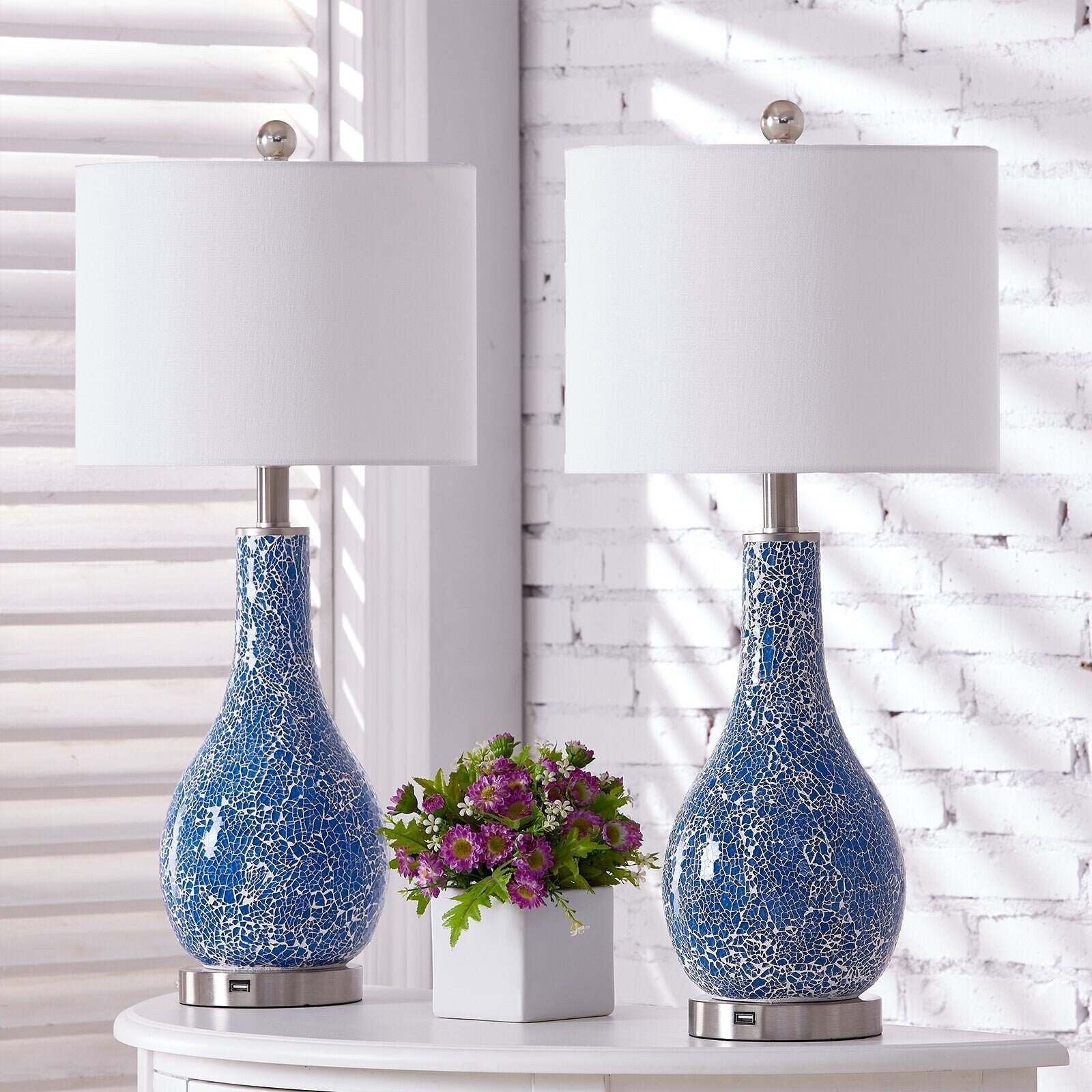 25.25 Glass Table Lamp Set with USB (Set of 2)