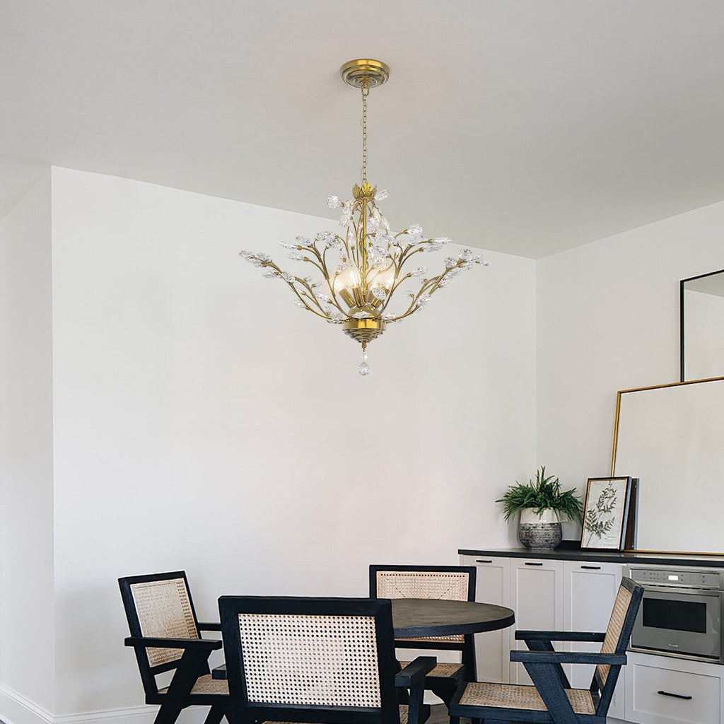 Lustre classique/traditionnel unique Maxax à 4 lumières avec accents en cristal