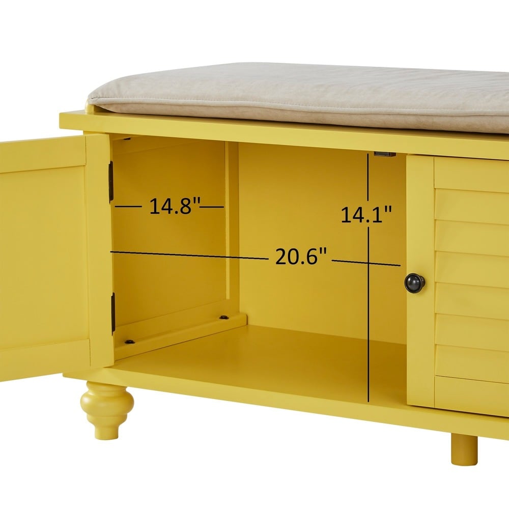 Banc de rangement à porte à volets Maybelle avec coussin en velours par iNSPIRE Q Classic
