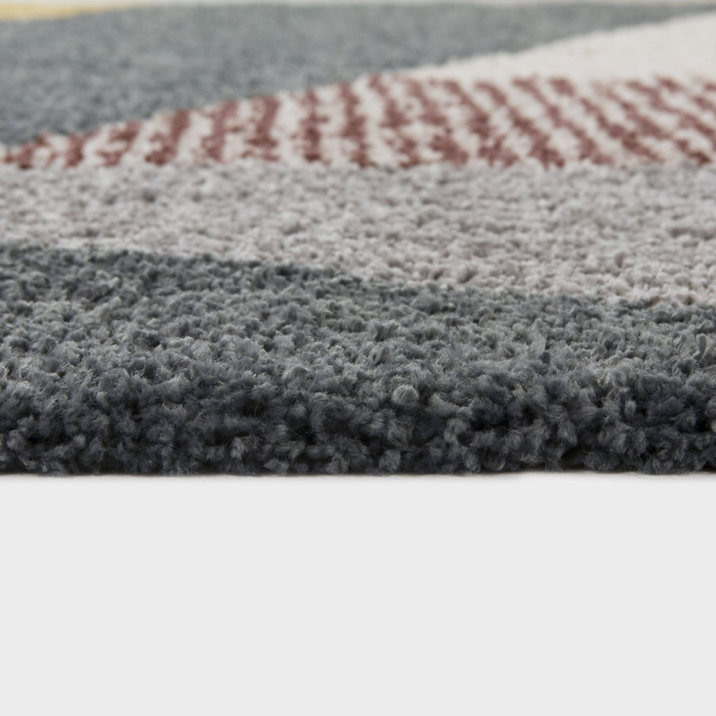 Tapis à poils longs Merrill style moderne du milieu du siècle, color block