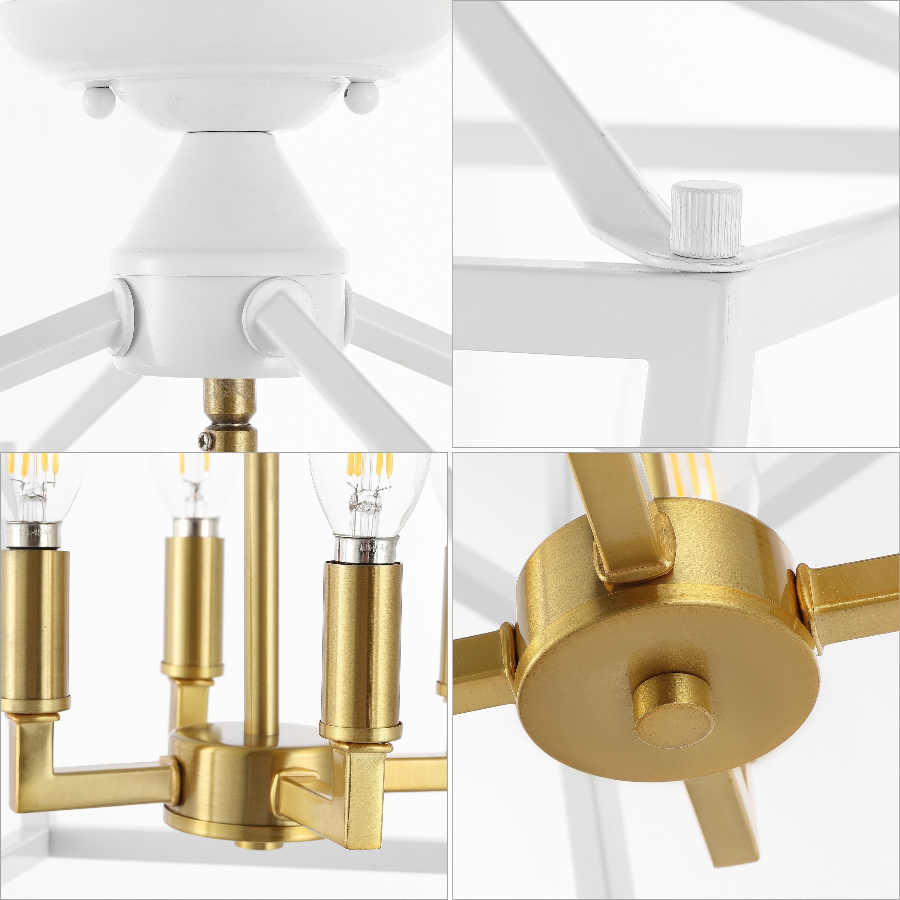 Milton Mini Lantern 4-Light Iron Modern Farmhouse LED Flush Mount, by JONATHAN Y