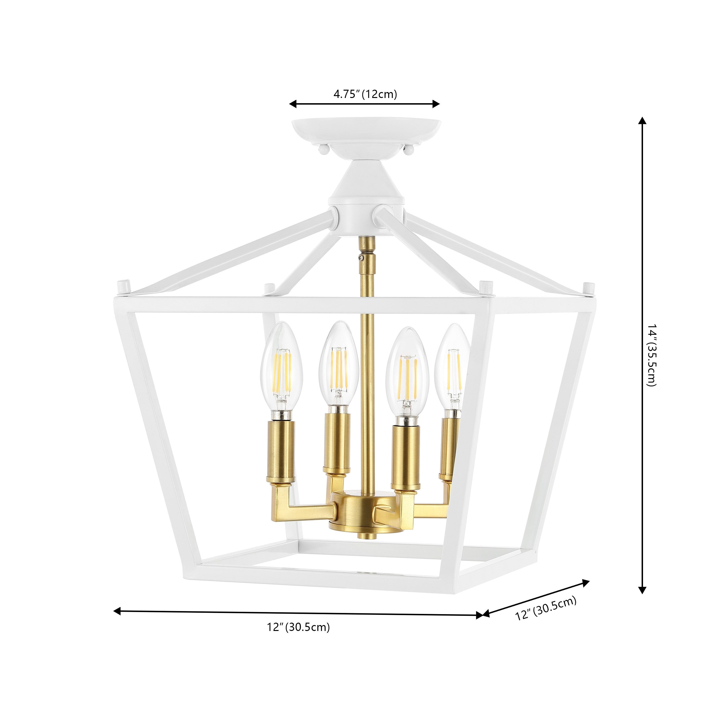 Milton Mini Lantern 4-Light Iron Modern Farmhouse LED Flush Mount, by JONATHAN Y
