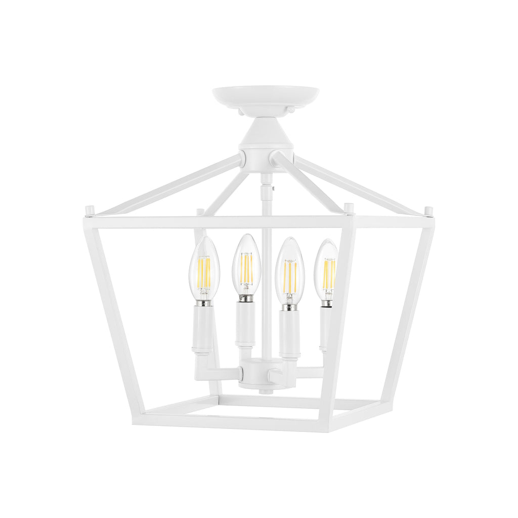 Milton Mini Lantern 4-Light Iron Modern Farmhouse LED Flush Mount, by JONATHAN Y
