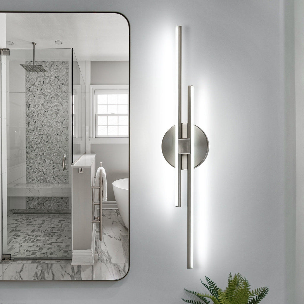 Minimalist 2-Light Dimmable LED Vanity Light Linear Metal Wall Sconce