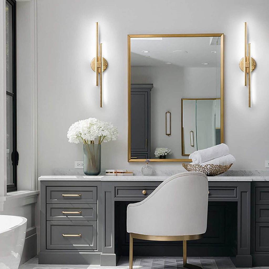 Minimalist 2-Light Dimmable LED Vanity Light Linear Metal Wall Sconce