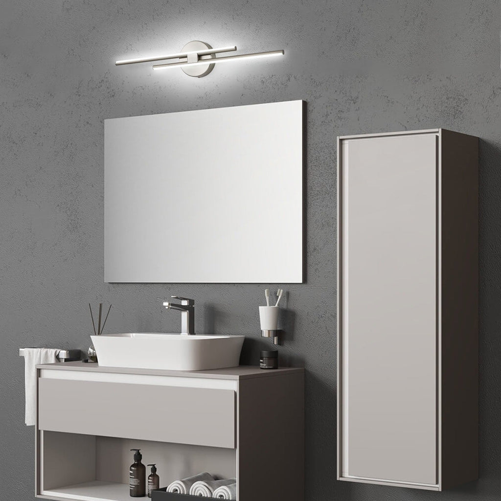 Minimalist 2-Light Dimmable LED Vanity Light Linear Metal Wall Sconce