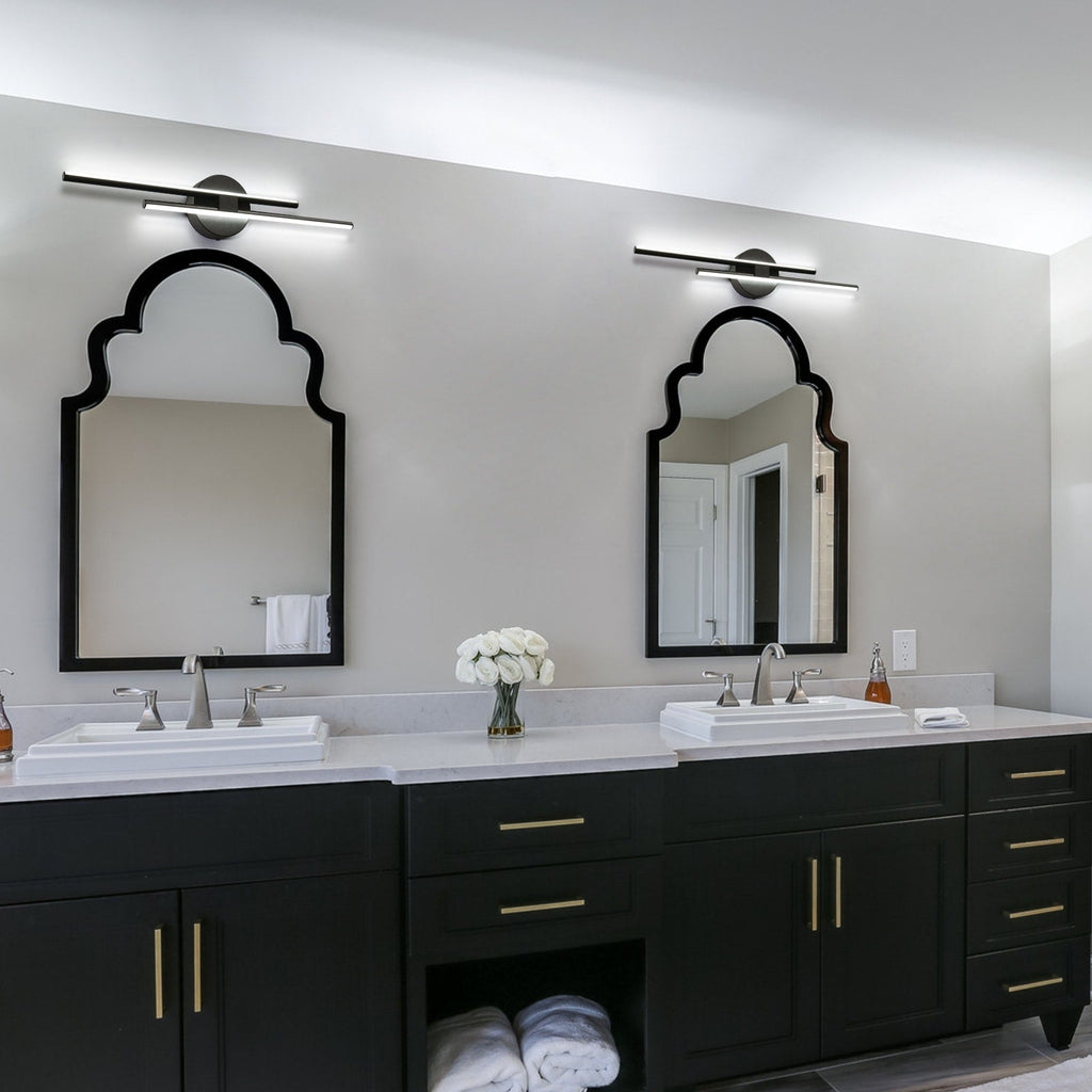 Minimalist 2-Light Dimmable LED Vanity Light Linear Metal Wall Sconce