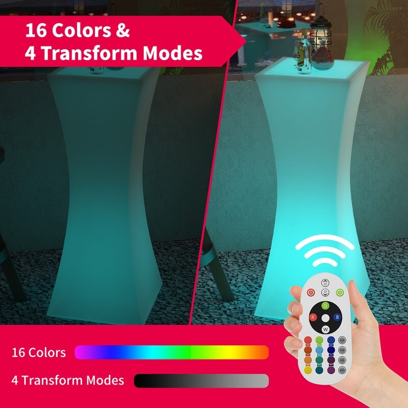 Table de cocktail Mixoy aux couleurs changeantes avec taille fine, table de pub lumineuse rechargeable sans fil pour fête, mobilier d'ambiance LED