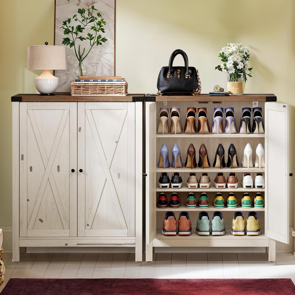 Meuble de rangement à chaussures Moasis à 5 niveaux pour 20 paires de chaussures avec portes doubles pour l'entrée