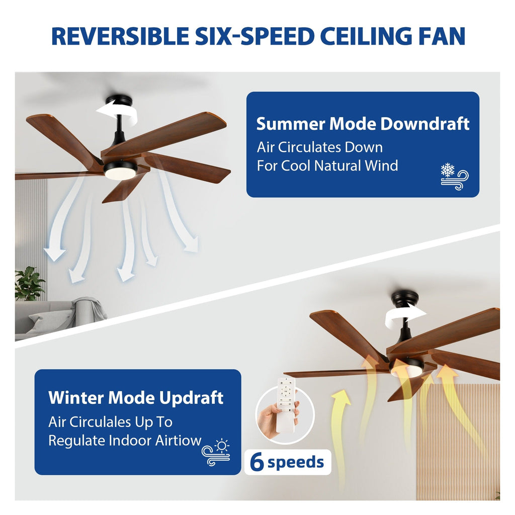 Moasis 52 Modern Remote Control Ceiling Fan with Lights and 5 Solid Wood Blades