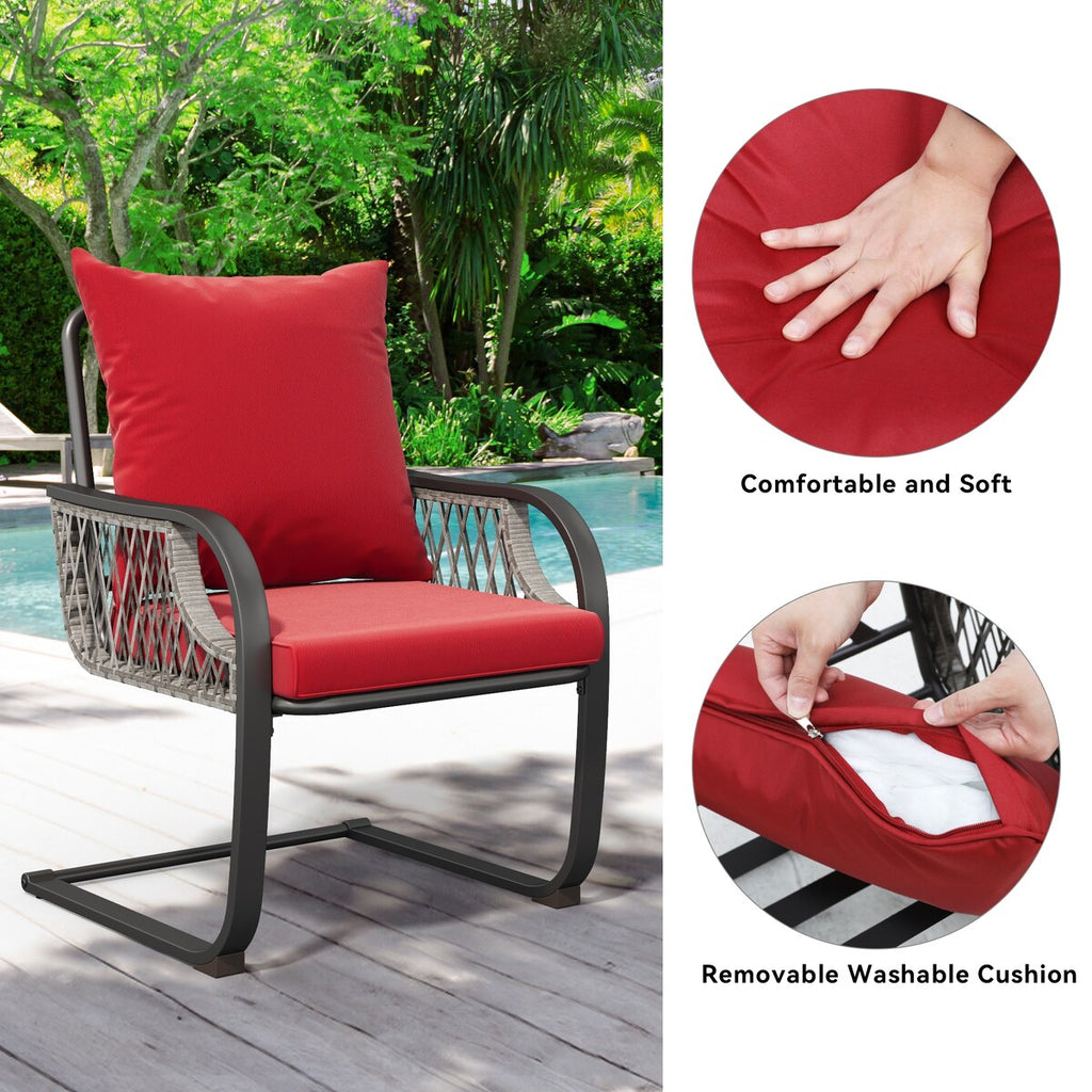 Moasis Red 3 PCs Patio Bistro Set Outdoor Furniture with Cushioned Seats - 3 Pcs