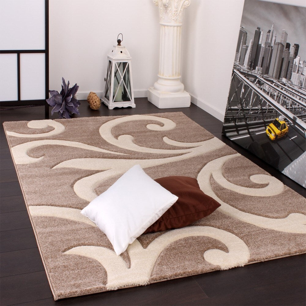 Tapis moderne à motif floral et découpe contour
